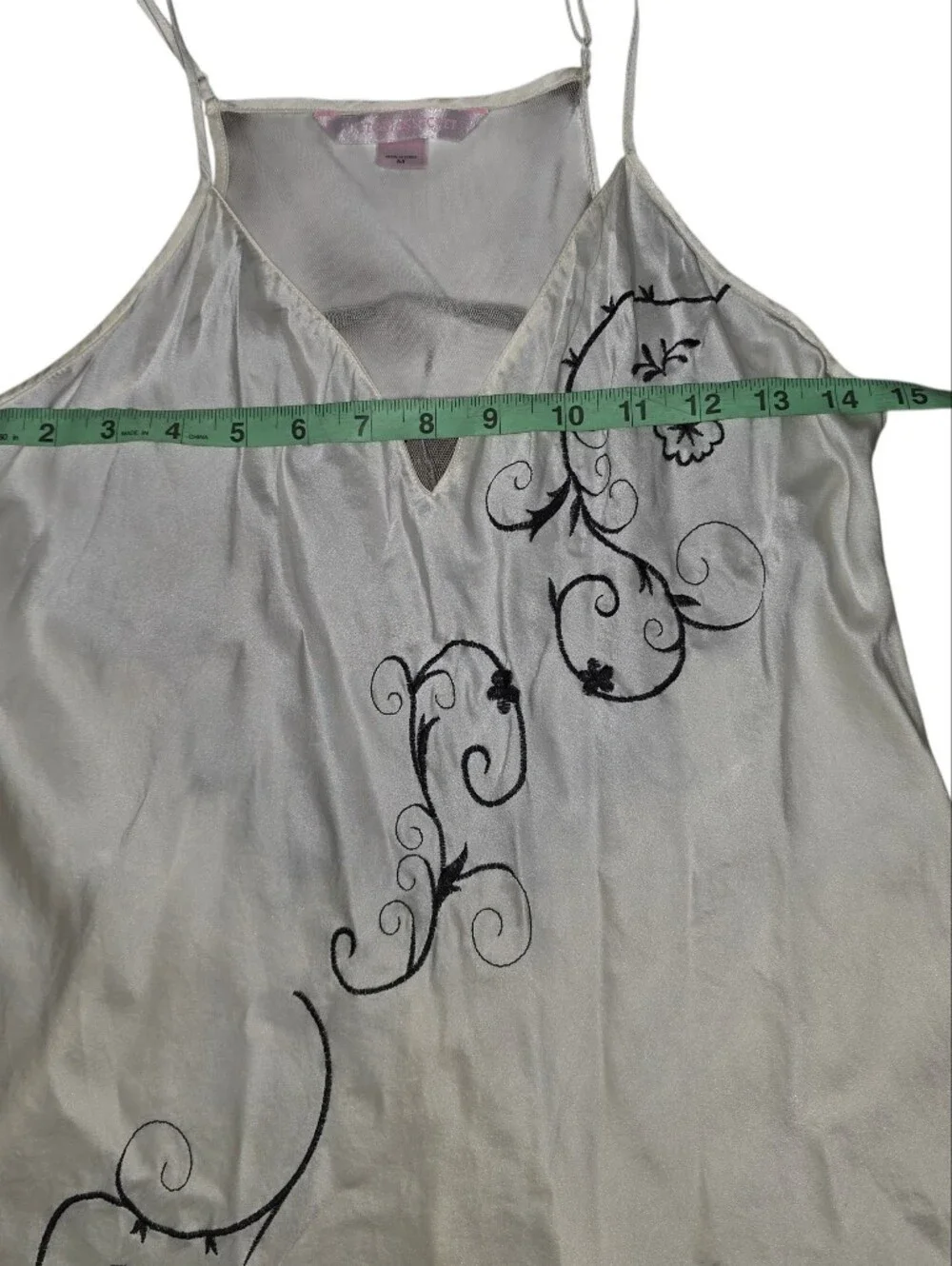VTG Victoria’s Secret Y2K Ivory Silk Slip Dress Mesh Embroidered Fairycore M - Picture 8 of 11